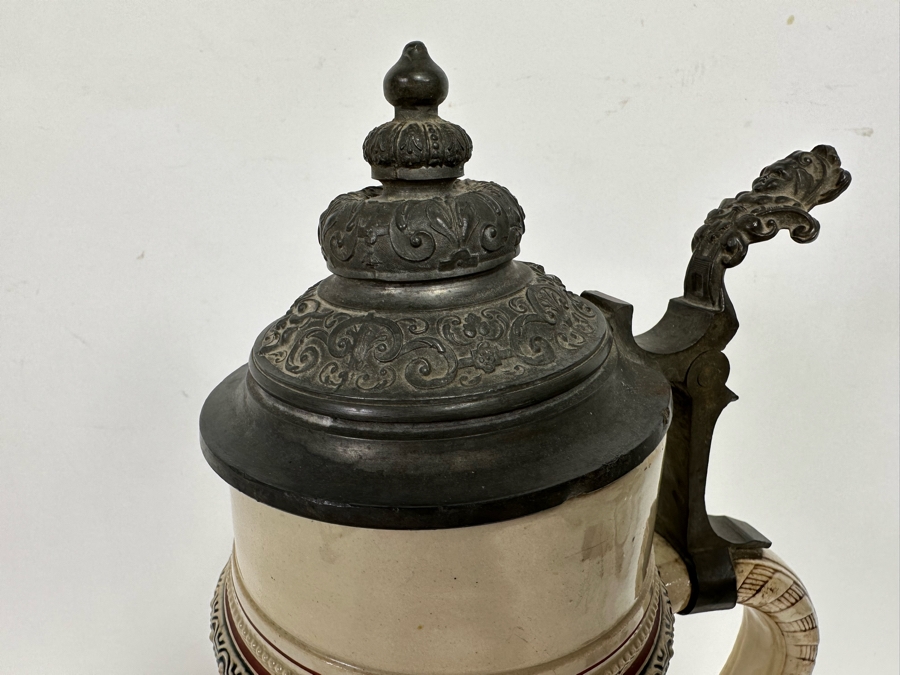 Impressive Tall Hand Painted Antique 1815 Royal Bavarian Beer Stein Nurnberg 16H [Photo 16]