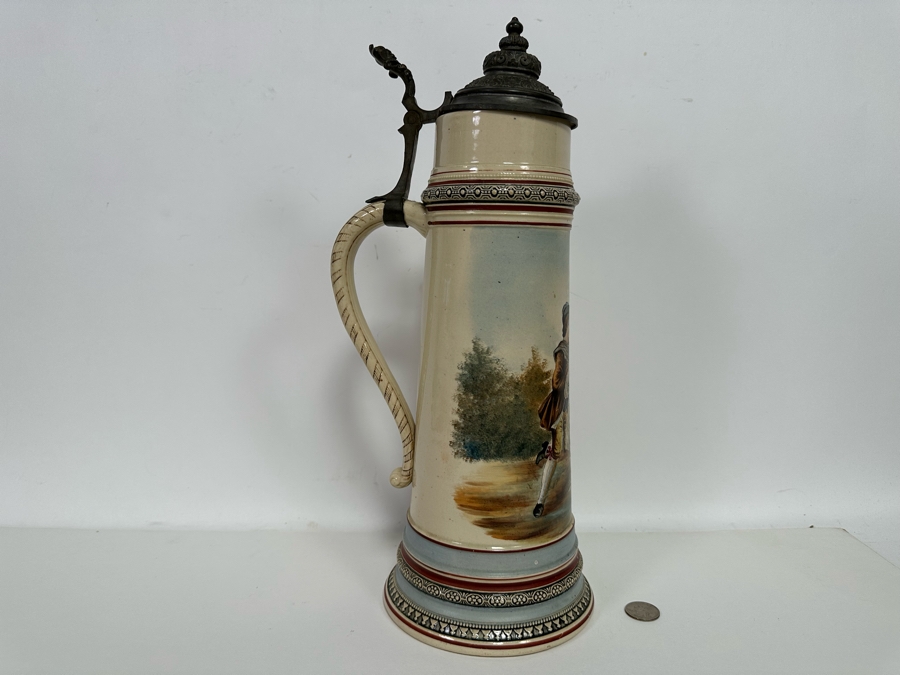 Impressive Tall Hand Painted Antique 1815 Royal Bavarian Beer Stein Nurnberg 16H [Photo 20]