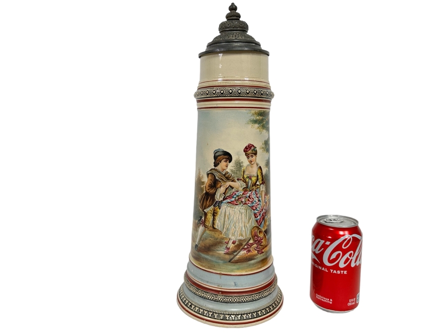 Impressive Tall Hand Painted Antique 1815 Royal Bavarian Beer Stein Nurnberg 16H [Photo 2]