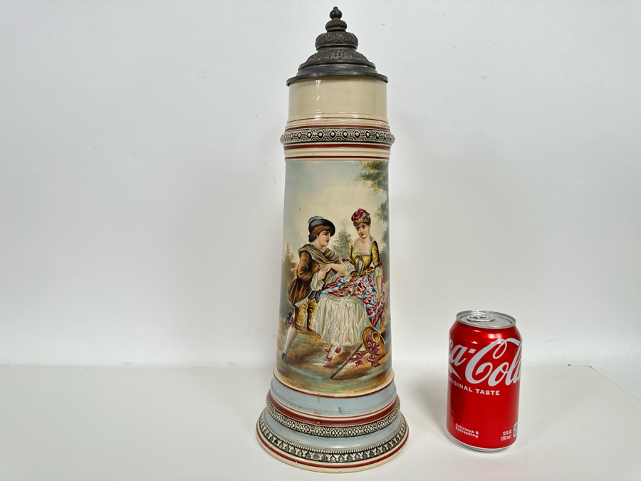 Impressive Tall Hand Painted Antique 1815 Royal Bavarian Beer Stein Nurnberg 16H [Photo 25]