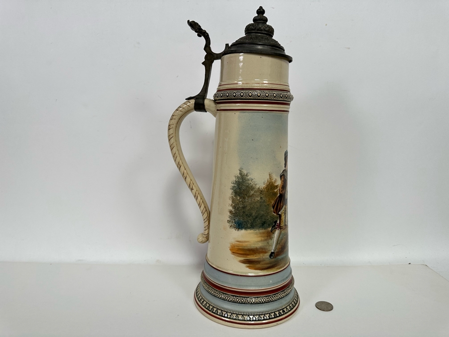 Impressive Tall Hand Painted Antique 1815 Royal Bavarian Beer Stein Nurnberg 16H [Photo 21]
