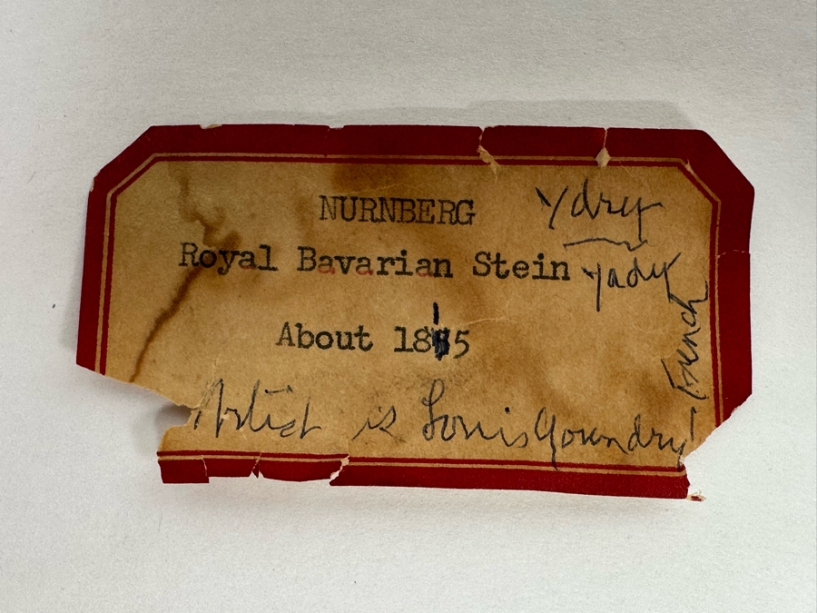 Impressive Tall Hand Painted Antique 1815 Royal Bavarian Beer Stein Nurnberg 16H [Photo 31]