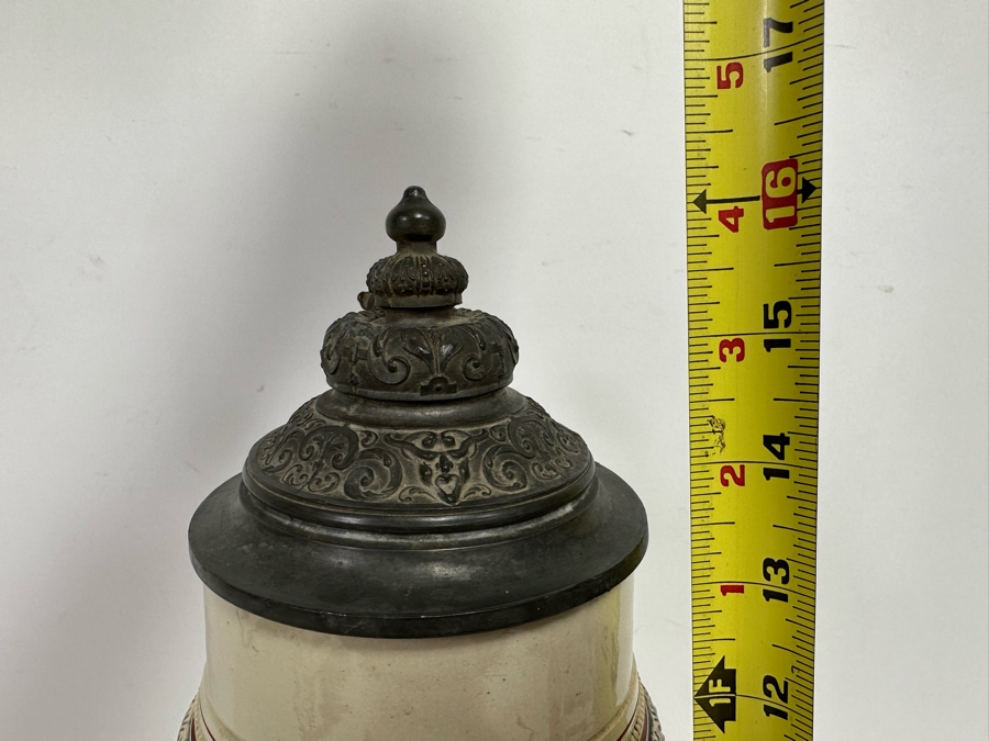 Impressive Tall Hand Painted Antique 1815 Royal Bavarian Beer Stein Nurnberg 16H [Photo 37]