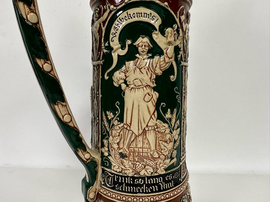 Antique German Relief Beer Stein With Kaiser King 17H [Photo 16]
