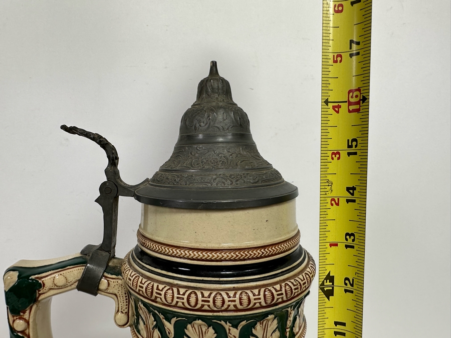 Antique German Relief Beer Stein With Kaiser King 17H [Photo 28]