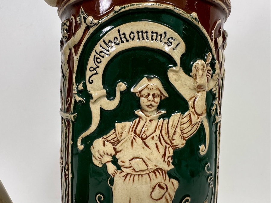 Antique German Relief Beer Stein With Kaiser King 17H [Photo 17]