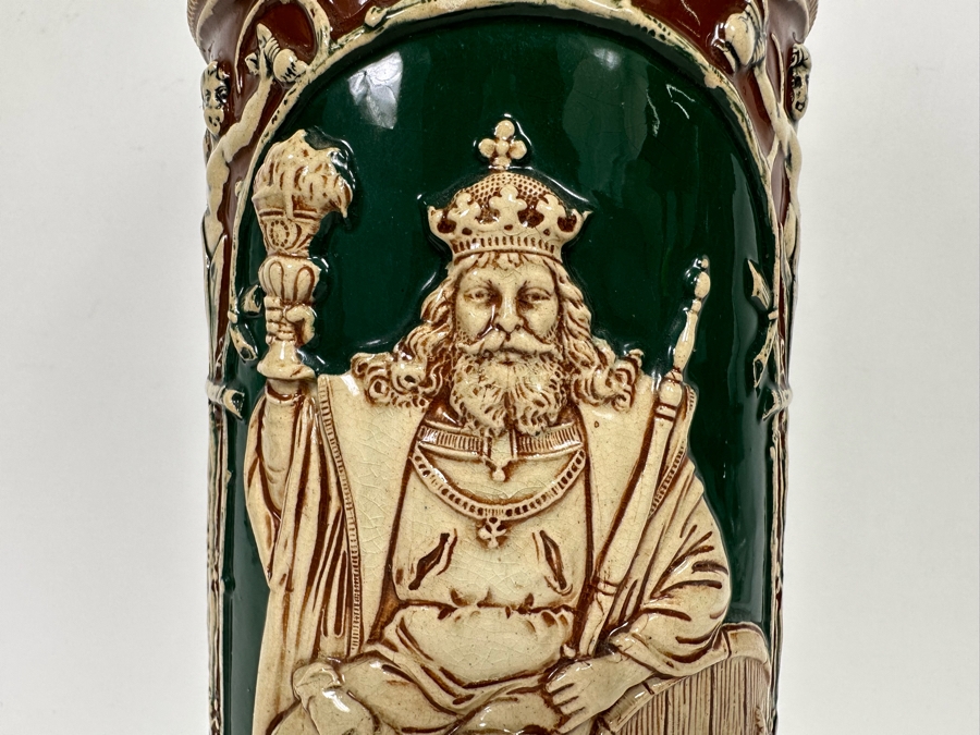 Antique German Relief Beer Stein With Kaiser King 17H [Photo 7]