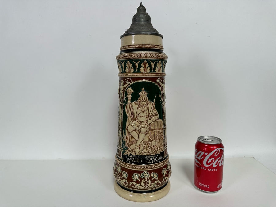 Antique German Relief Beer Stein With Kaiser King 17H [Photo 5]