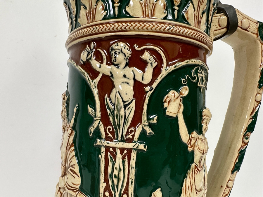 Antique German Relief Beer Stein With Kaiser King 17H [Photo 11]