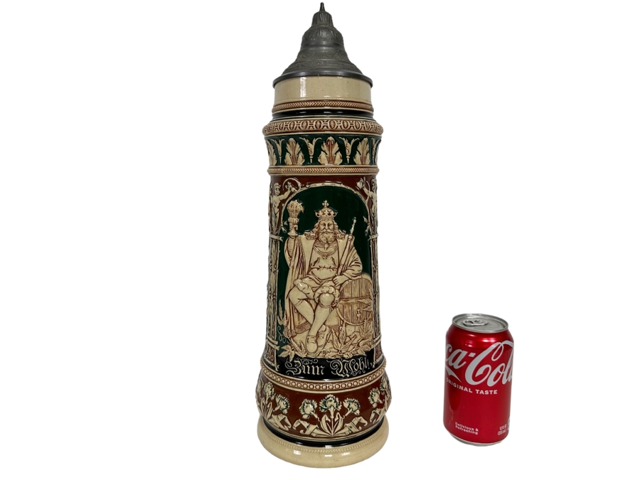 Antique German Relief Beer Stein With Kaiser King 17H [Photo 2]