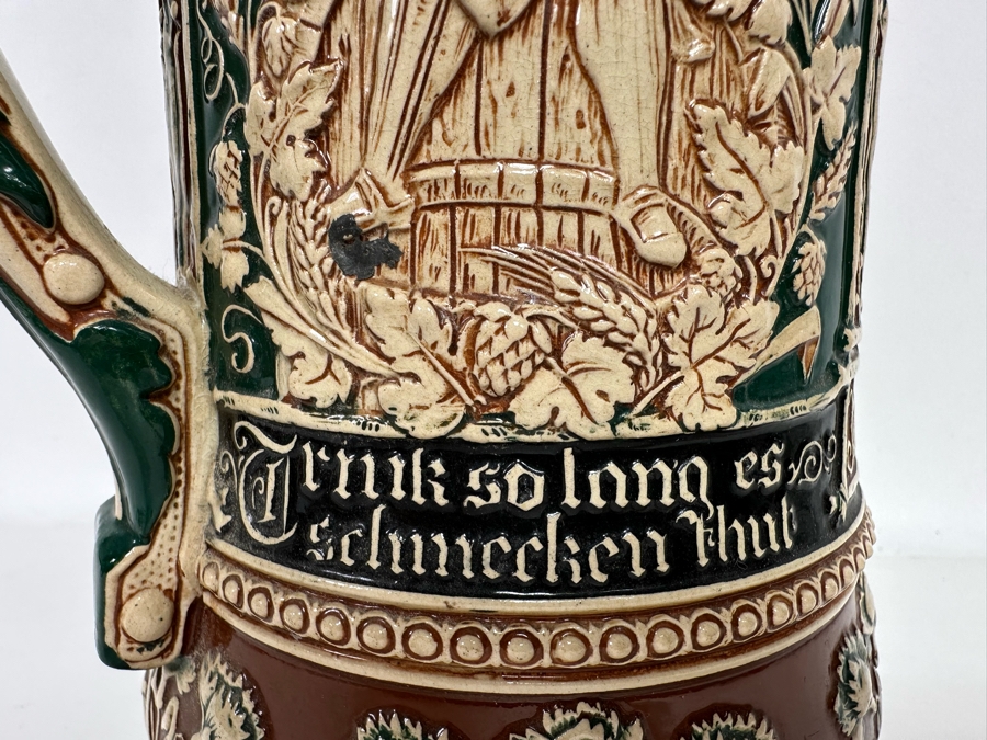 Antique German Relief Beer Stein With Kaiser King 17H [Photo 18]