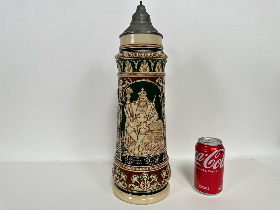Antique German Relief Beer Stein With Kaiser King 17H [Photo 4]