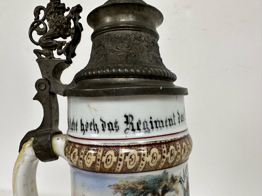 Antique 1896-1898 Regimental Beer Stein Of The Imperial German Army With Lithophane Bottom 11H - See Photos [Photo 17]