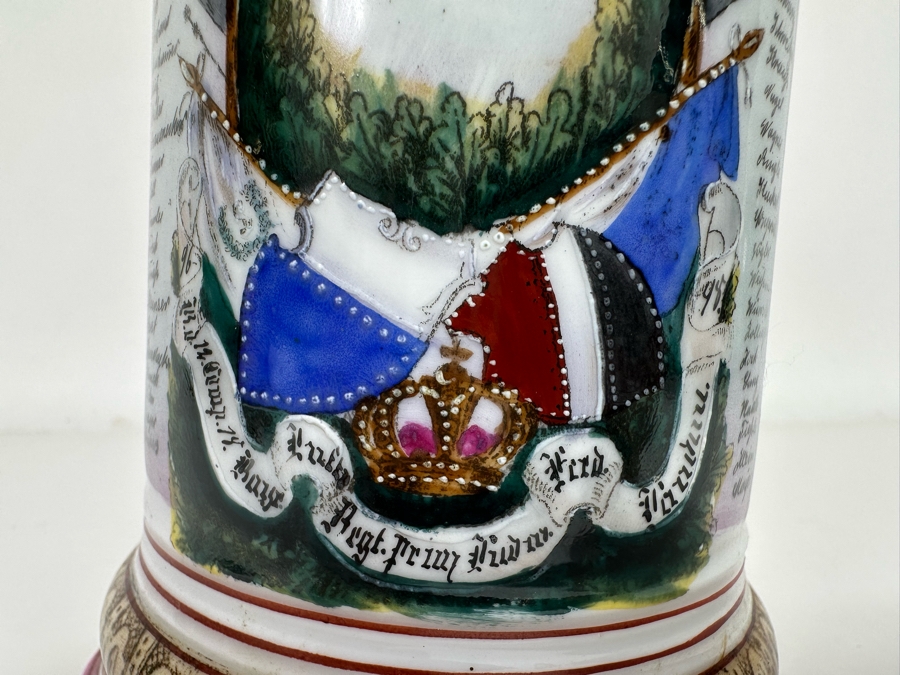 Antique 1896-1898 Regimental Beer Stein Of The Imperial German Army With Lithophane Bottom 11H - See Photos [Photo 35]
