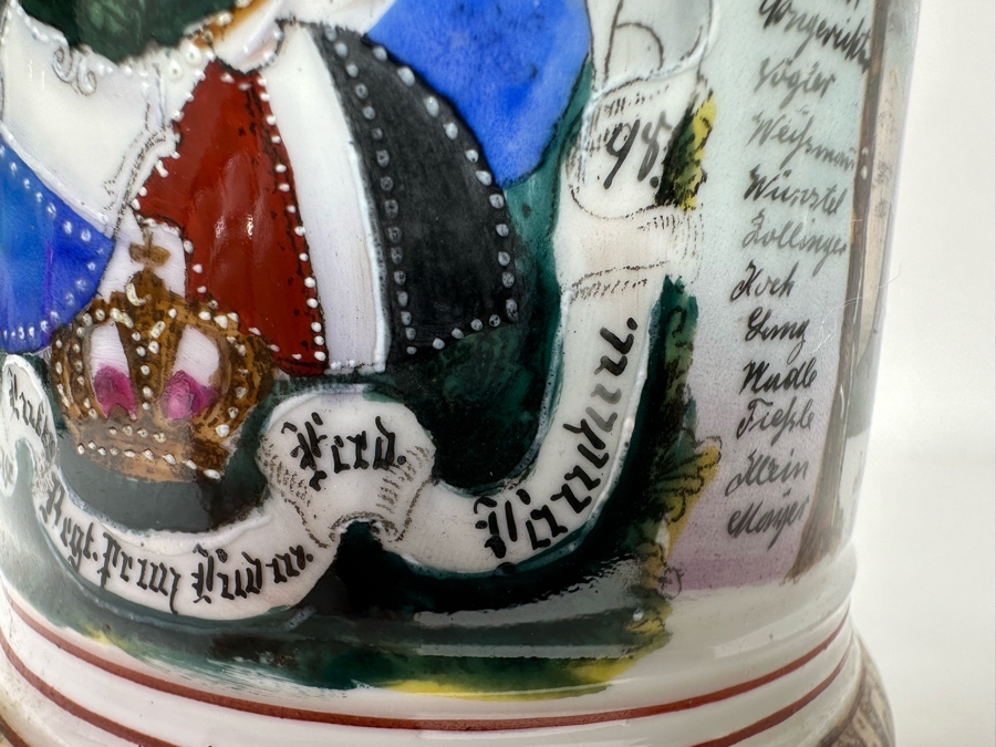 Antique 1896-1898 Regimental Beer Stein Of The Imperial German Army With Lithophane Bottom 11H - See Photos [Photo 37]