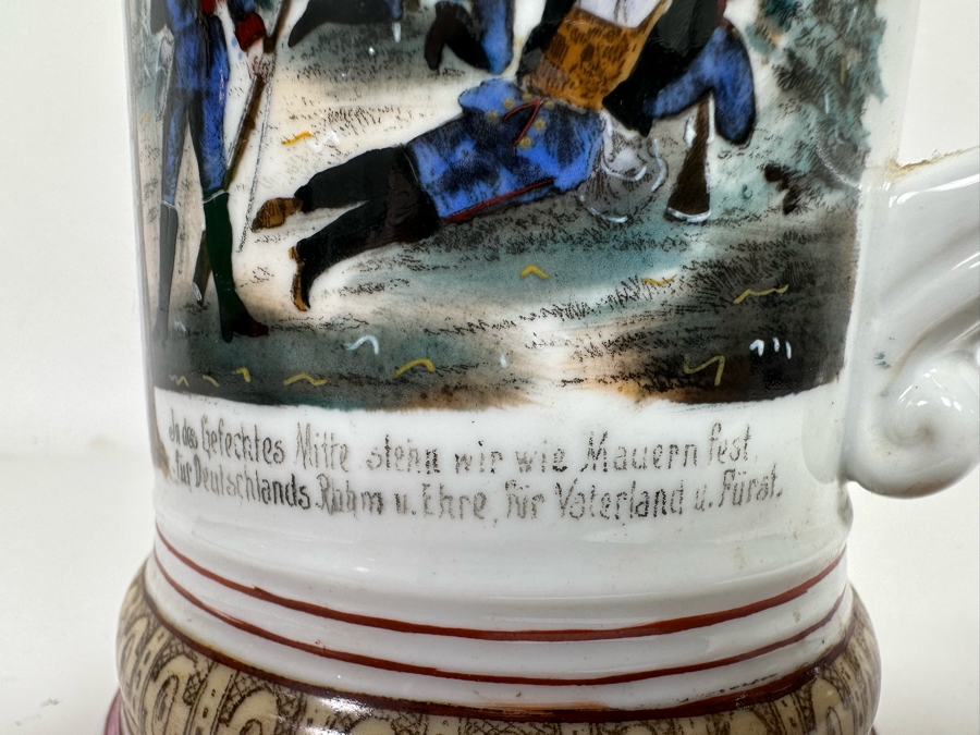 Antique 1896-1898 Regimental Beer Stein Of The Imperial German Army With Lithophane Bottom 11H - See Photos [Photo 25]