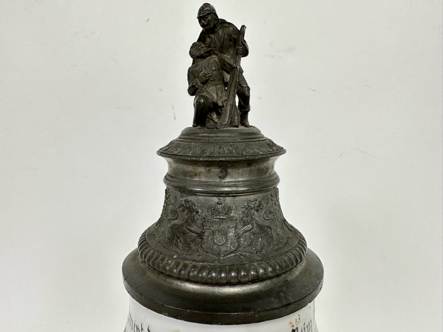Antique 1896-1898 Regimental Beer Stein Of The Imperial German Army With Lithophane Bottom 11H - See Photos [Photo 5]