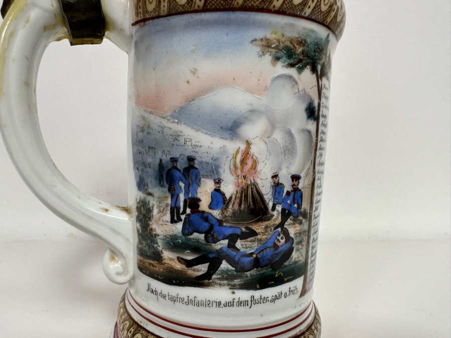 Antique 1896-1898 Regimental Beer Stein Of The Imperial German Army With Lithophane Bottom 11H - See Photos [Photo 18]