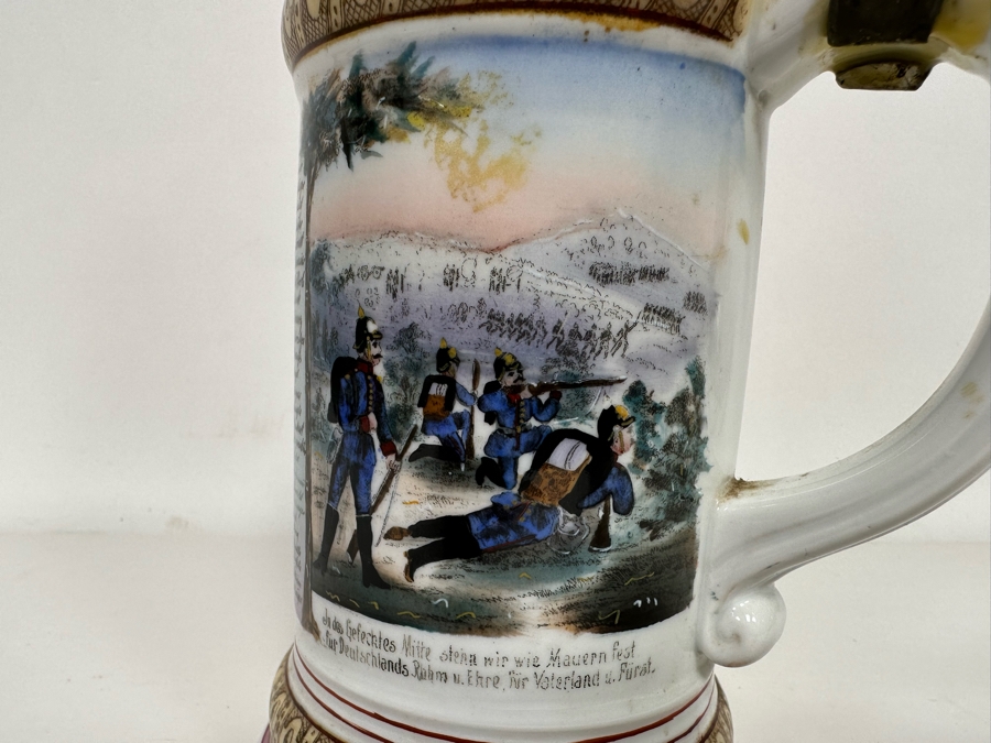 Antique 1896-1898 Regimental Beer Stein Of The Imperial German Army With Lithophane Bottom 11H - See Photos [Photo 22]