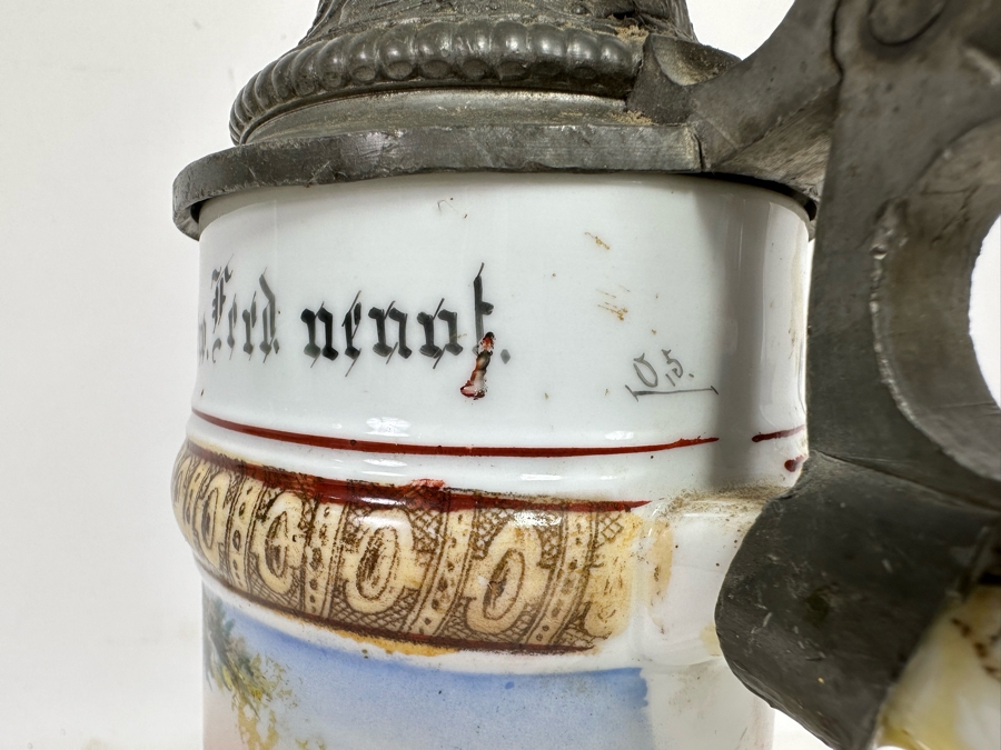 Antique 1896-1898 Regimental Beer Stein Of The Imperial German Army With Lithophane Bottom 11H - See Photos [Photo 21]