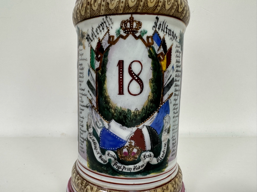 Antique 1896-1898 Regimental Beer Stein Of The Imperial German Army With Lithophane Bottom 11H - See Photos [Photo 10]