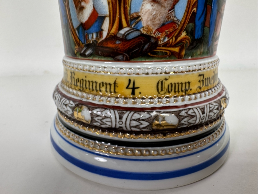 Antique 1910-1912 Regimental Beer Stein Of The Imperial German Army Infantry With Lithophane Bottom 11H - See Photos Handle Has Been Repaired [Photo 8]