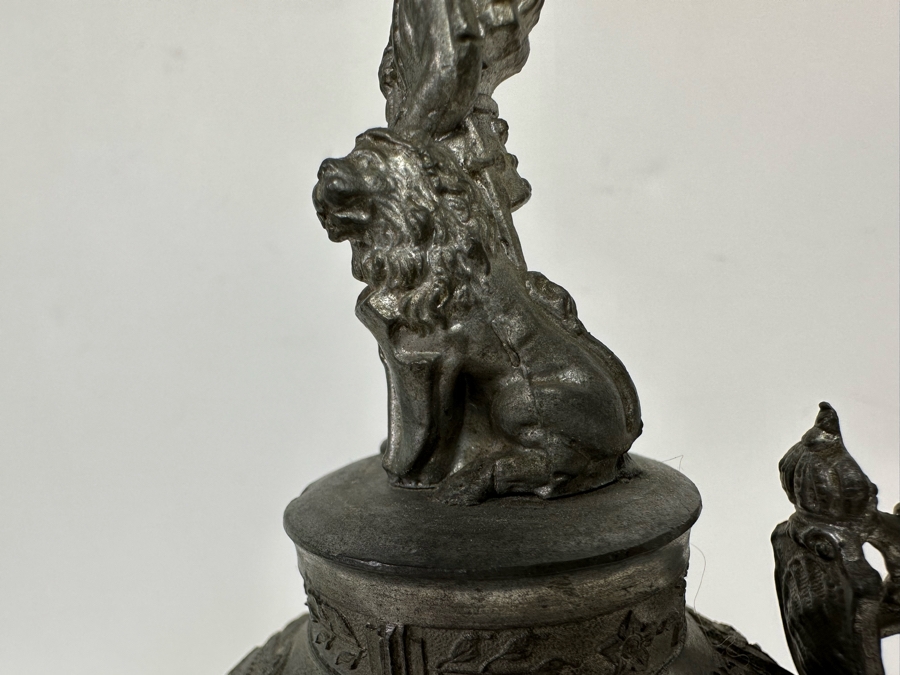 Antique 1910-1912 Regimental Beer Stein Of The Imperial German Army Infantry With Lithophane Bottom 11H - See Photos Handle Has Been Repaired [Photo 29]