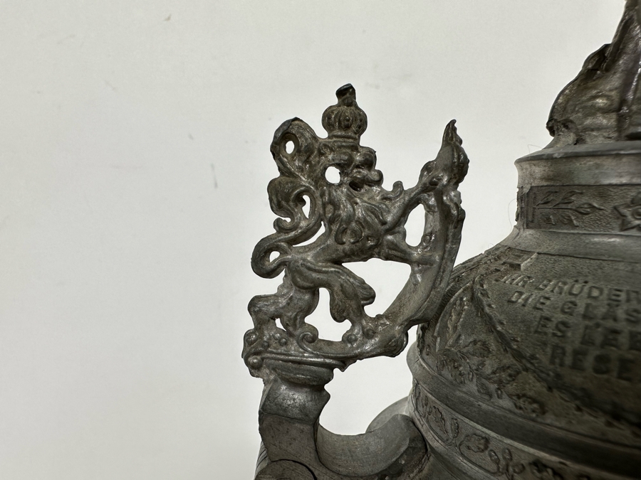 Antique 1910-1912 Regimental Beer Stein Of The Imperial German Army Infantry With Lithophane Bottom 11H - See Photos Handle Has Been Repaired [Photo 25]