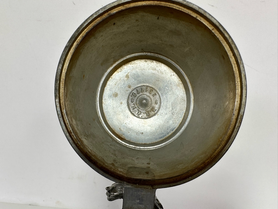 Antique 1905-1907 Regimental Beer Stein Of The Imperial German Army With Lithophane Bottom And Unusual Rotating Lid Kaiser Wilhelm II 9.5H - See Photos Bottom Of Lithophane Is Cracked [Photo 32]