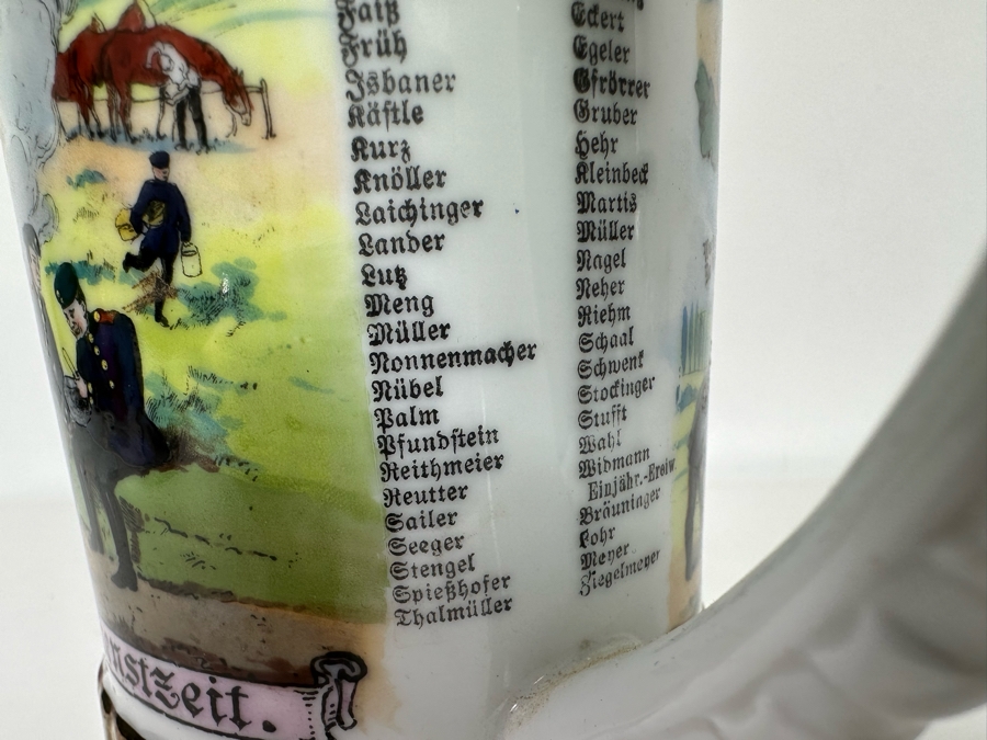 Antique 1905-1907 Regimental Beer Stein Of The Imperial German Army With Lithophane Bottom And Unusual Rotating Lid Kaiser Wilhelm II 9.5H - See Photos Bottom Of Lithophane Is Cracked [Photo 16]