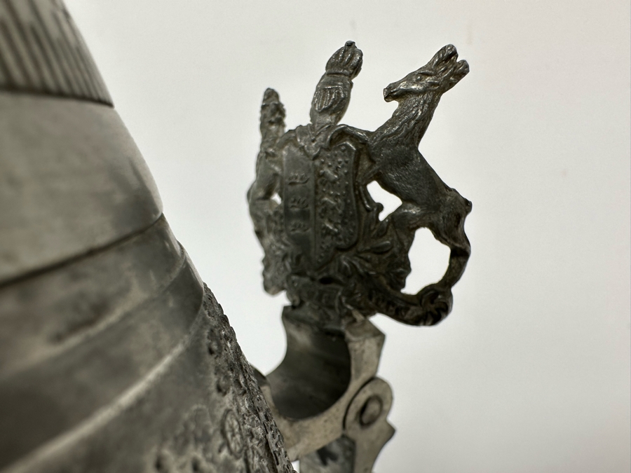 Antique 1905-1907 Regimental Beer Stein Of The Imperial German Army With Lithophane Bottom And Unusual Rotating Lid Kaiser Wilhelm II 9.5H - See Photos Bottom Of Lithophane Is Cracked [Photo 31]