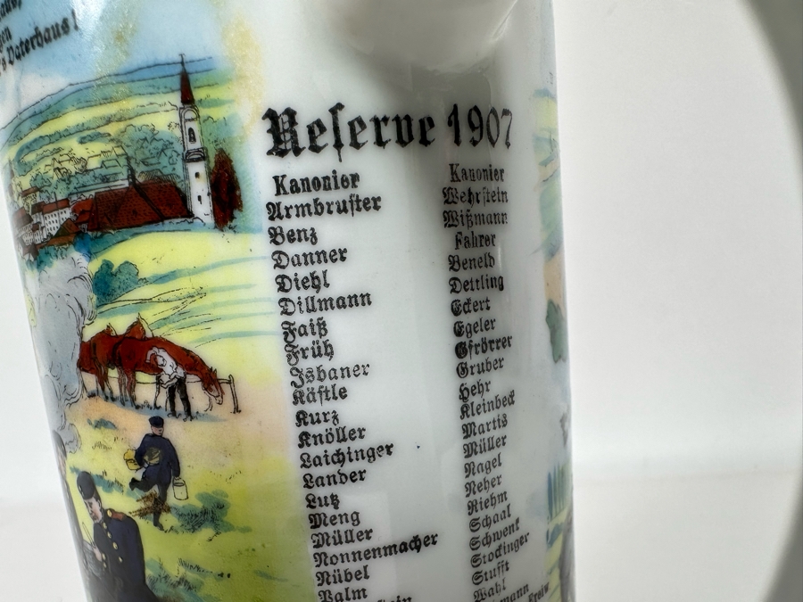 Antique 1905-1907 Regimental Beer Stein Of The Imperial German Army With Lithophane Bottom And Unusual Rotating Lid Kaiser Wilhelm II 9.5H - See Photos Bottom Of Lithophane Is Cracked [Photo 15]