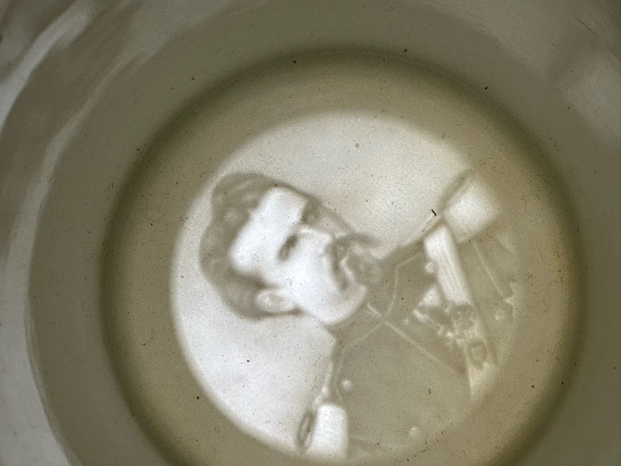 Antique 1905-1907 Regimental Beer Stein Of The Imperial German Army With Lithophane Bottom And Unusual Prism Scene Finial Top 9.5H - See Photos Bottom Of Lithophane Is Cracked [Photo 41]