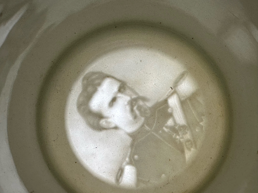 Antique 1905-1907 Regimental Beer Stein Of The Imperial German Army With Lithophane Bottom And Unusual Prism Scene Finial Top 9.5H - See Photos Bottom Of Lithophane Is Cracked [Photo 39]