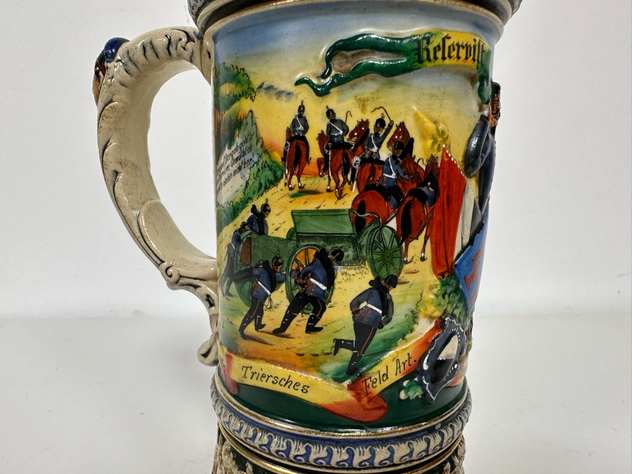 Antique 1909-1911 Regimental Beer Stein Of The Imperial German Army Artillery Regiment #44 8H - See Photos Handle Has Been Repaired [Photo 26]