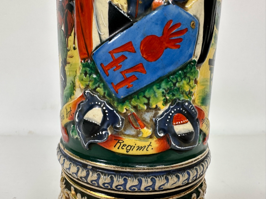 Antique 1909-1911 Regimental Beer Stein Of The Imperial German Army Artillery Regiment #44 8H - See Photos Handle Has Been Repaired [Photo 6]
