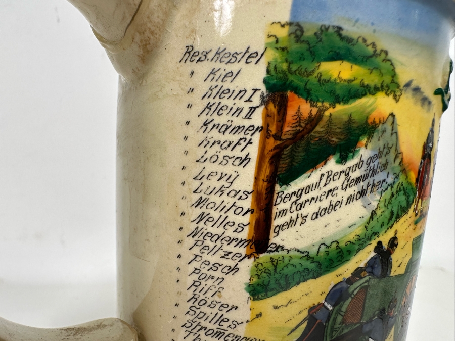 Antique 1909-1911 Regimental Beer Stein Of The Imperial German Army Artillery Regiment #44 8H - See Photos Handle Has Been Repaired [Photo 23]