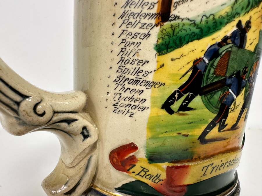 Antique 1909-1911 Regimental Beer Stein Of The Imperial German Army Artillery Regiment #44 8H - See Photos Handle Has Been Repaired [Photo 24]