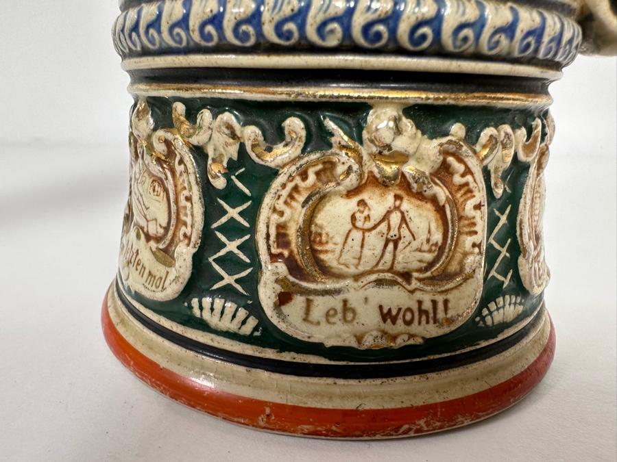 Antique 1909-1911 Regimental Beer Stein Of The Imperial German Army Artillery Regiment #44 8H - See Photos Handle Has Been Repaired [Photo 33]