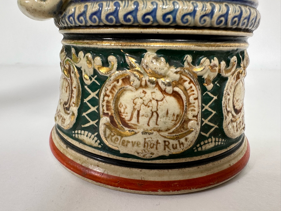 Antique 1909-1911 Regimental Beer Stein Of The Imperial German Army Artillery Regiment #44 8H - See Photos Handle Has Been Repaired [Photo 31]