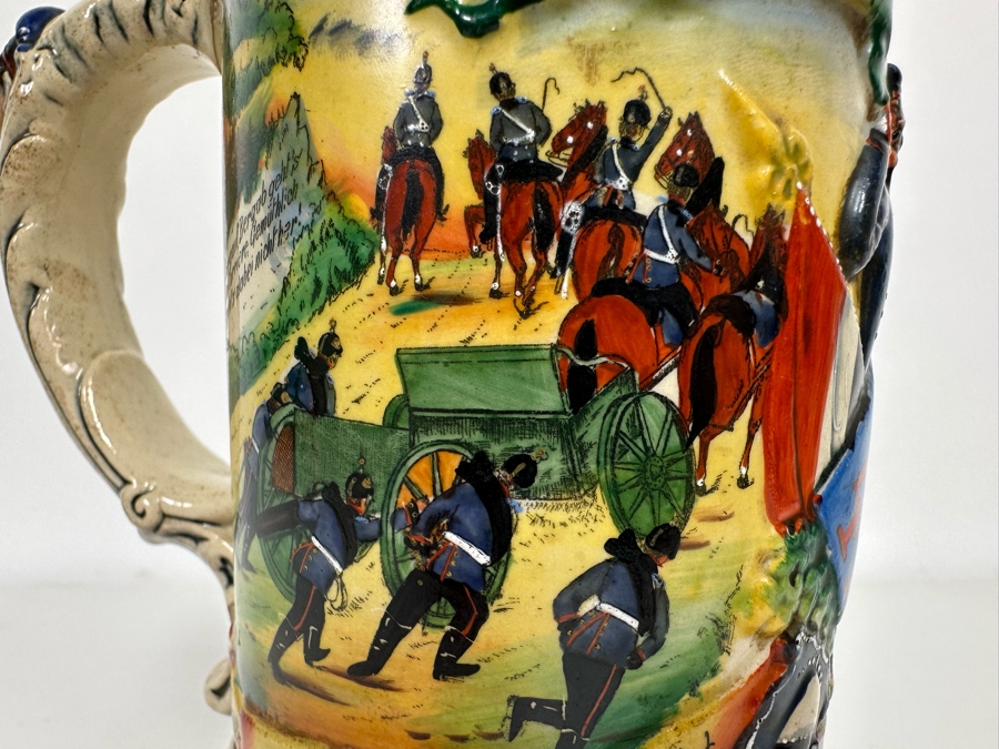 Antique 1909-1911 Regimental Beer Stein Of The Imperial German Army Artillery Regiment #44 8H - See Photos Handle Has Been Repaired [Photo 27]