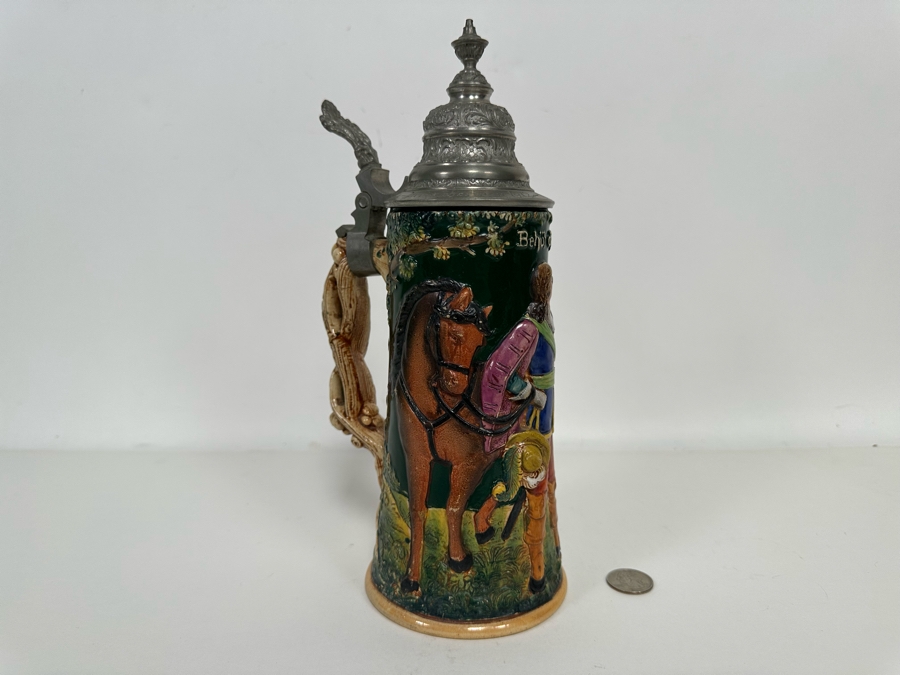 Antique 1912 German Beer Stein 11H - See Photos Makers Mark On Bottom [Photo 7]