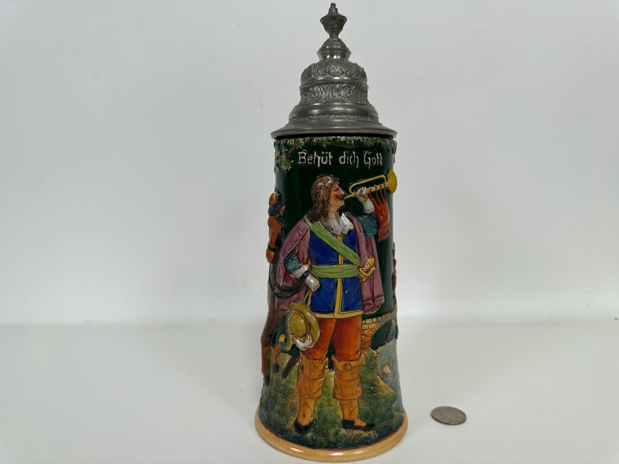 Antique 1912 German Beer Stein 11H - See Photos Makers Mark On Bottom [Photo 4]
