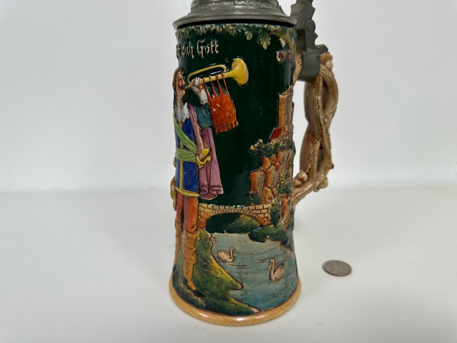 Antique 1912 German Beer Stein 11H - See Photos Makers Mark On Bottom [Photo 15]