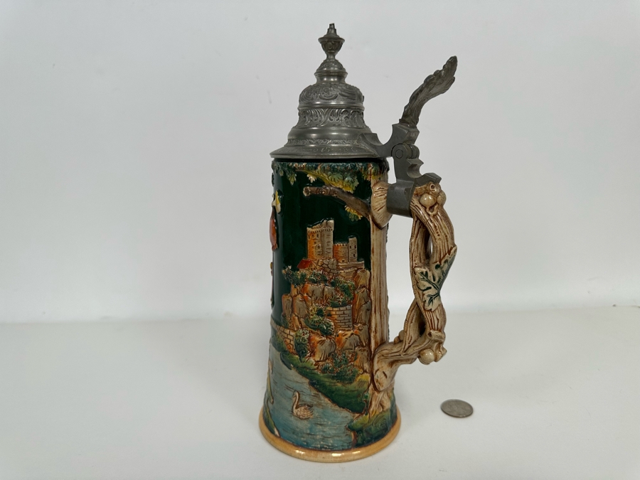 Antique 1912 German Beer Stein 11H - See Photos Makers Mark On Bottom [Photo 11]
