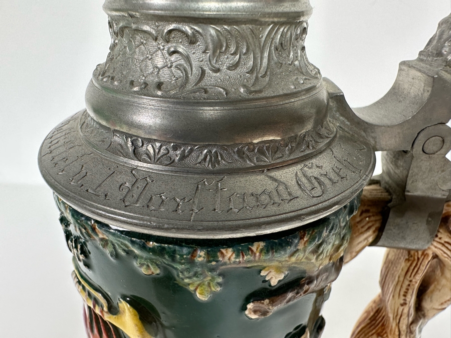 Antique 1912 German Beer Stein 11H - See Photos Makers Mark On Bottom [Photo 20]