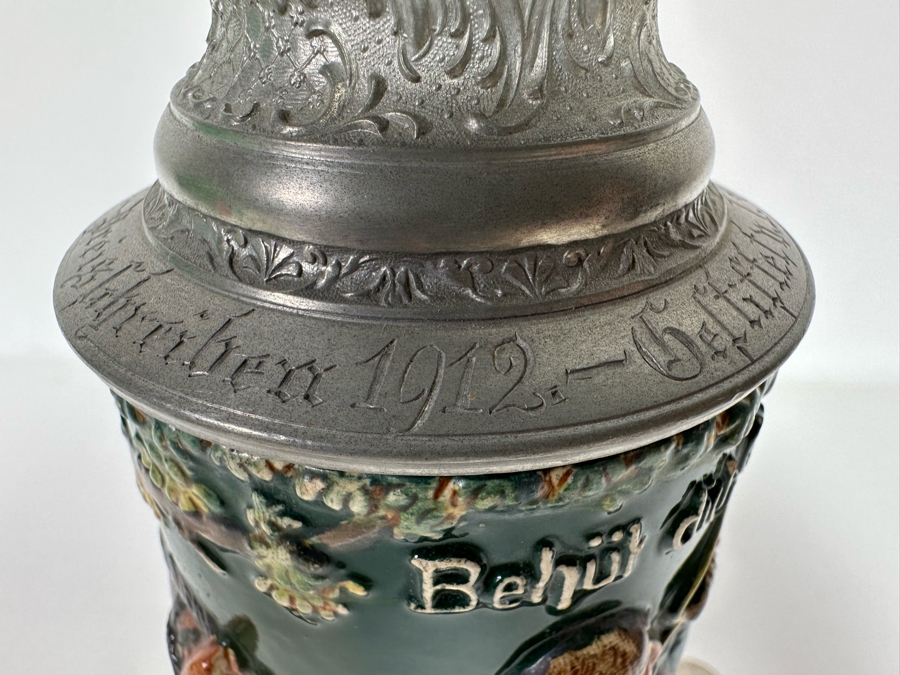 Antique 1912 German Beer Stein 11H - See Photos Makers Mark On Bottom [Photo 18]