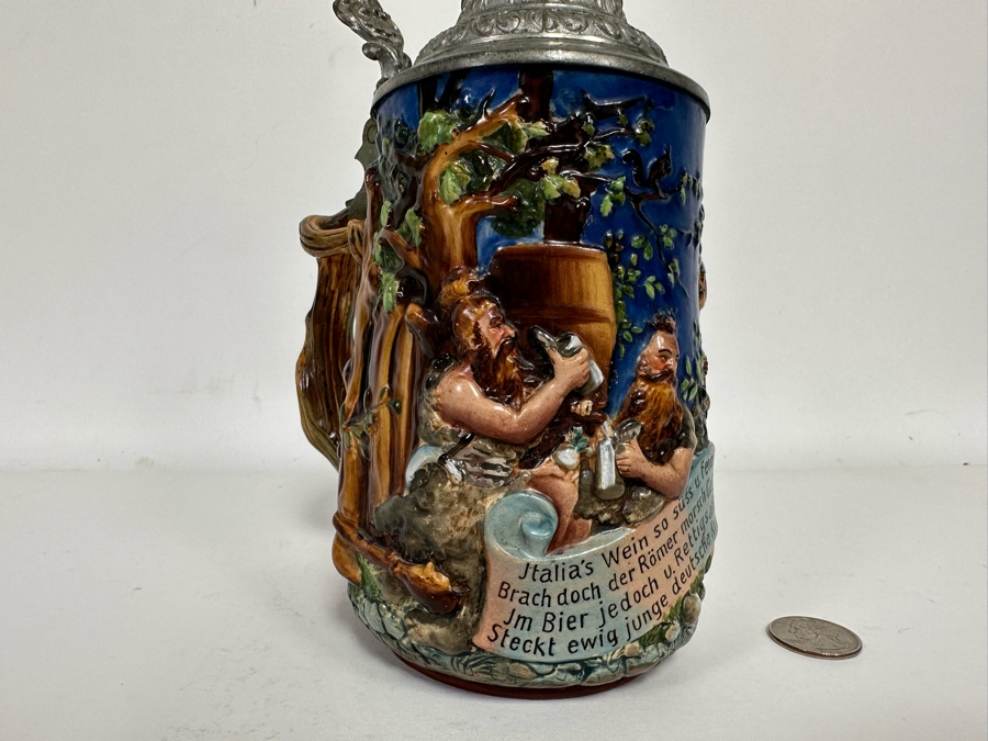 Antique German Beer Stein With Roman Soldiers By Gesetzlich Geschutzt Germany 1268 8.5H [Photo 7]