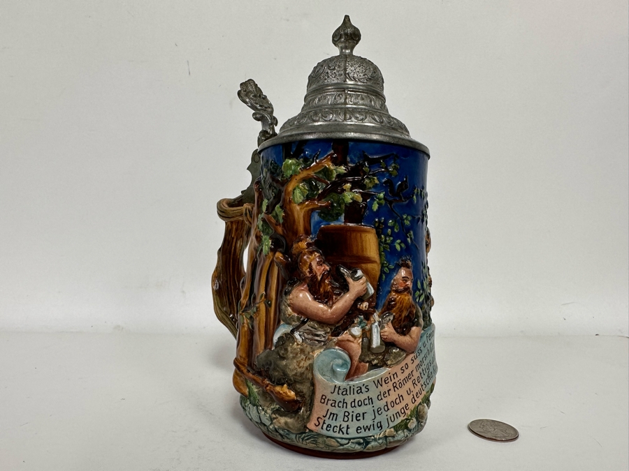 Antique German Beer Stein With Roman Soldiers By Gesetzlich Geschutzt Germany 1268 8.5H [Photo 8]