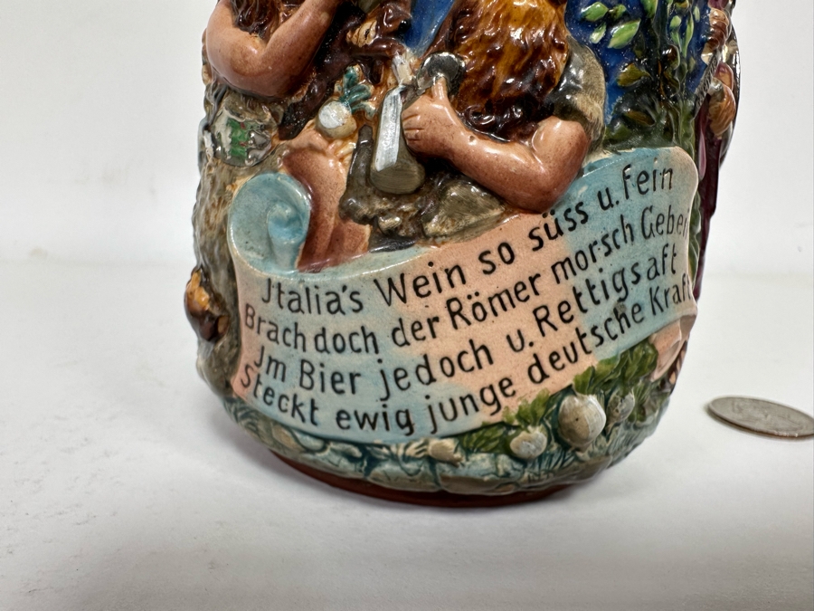 Antique German Beer Stein With Roman Soldiers By Gesetzlich Geschutzt Germany 1268 8.5H [Photo 5]